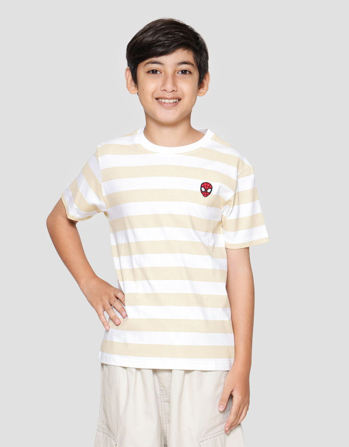 Marvel Spiderman Stripe Kepala Patch Kaos Lengan Pendek Anak Laki-laki