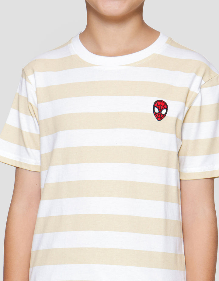 Marvel Spiderman Stripe Kepala Patch Kaos Lengan Pendek Anak Laki-laki