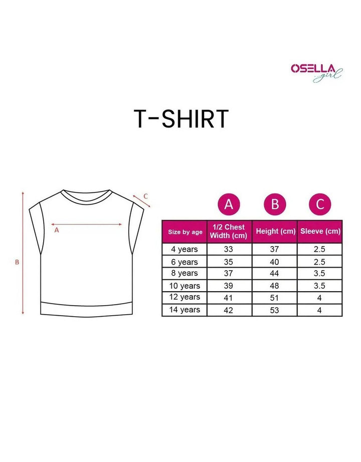 Osella Kaos Cetak Motif Pita Atasan Anak Perempuan