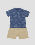 Little M Polo Print Tractor Pakaian Setelan Bayi