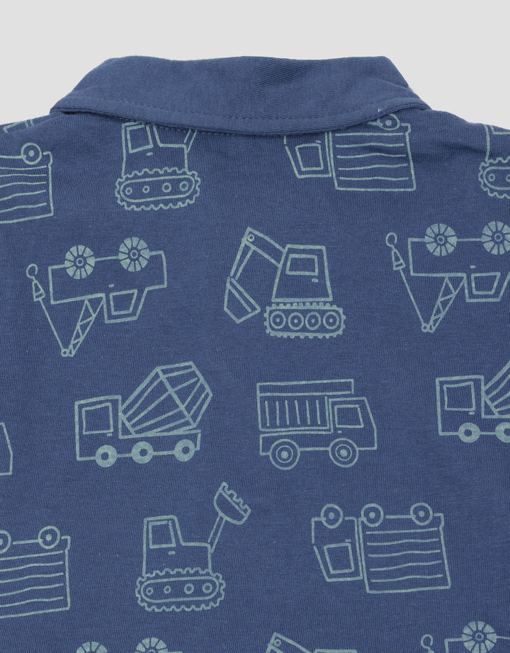 Little M Polo Print Tractor Pakaian Setelan Bayi