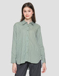 Connexion Basic Print Stripe Kemeja Lengan Wanita
