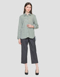 Connexion Basic Print Stripe Kemeja Lengan Wanita