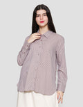 Connexion Basic Print Stripe Kemeja Lengan Wanita