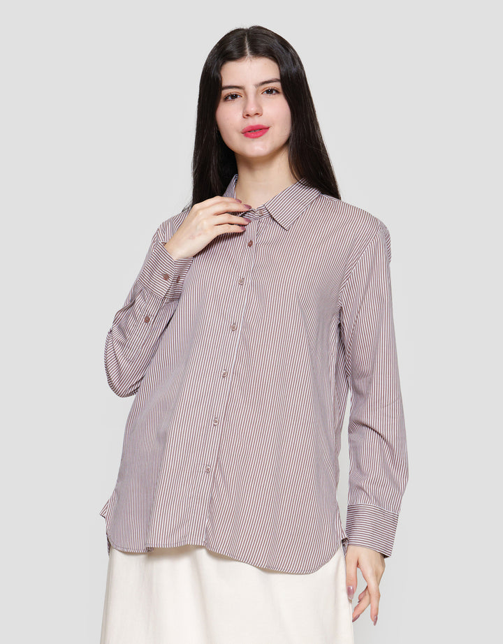 Connexion Basic Print Stripe Women's Sleeve Shirt