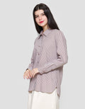 Connexion Basic Print Stripe Kemeja Lengan Wanita