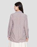 Connexion Basic Print Stripe Kemeja Lengan Wanita