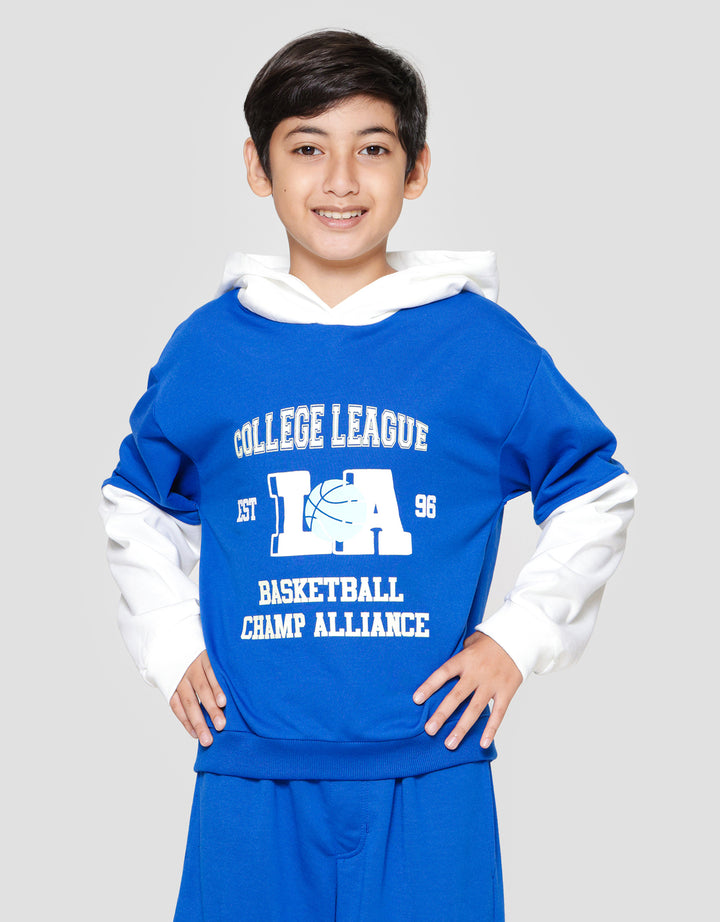 Nevada Knit Hoodie Print La Sweater Anak Laki-laki