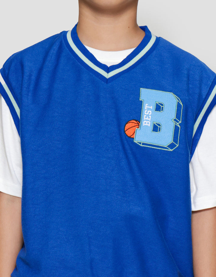 Nevada Knit Sleeveless V Neck With Patch Vest Anak Laki-laki