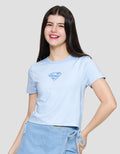 Nevada Baby Tee Spandex Tie Side Print Superman Kaos Wanita