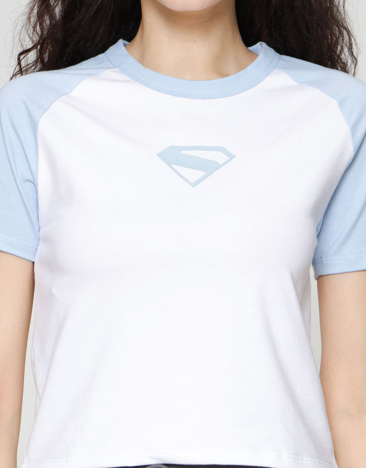 Nevada Raglan Print Superman Kaos Lengan Pendek Wanita