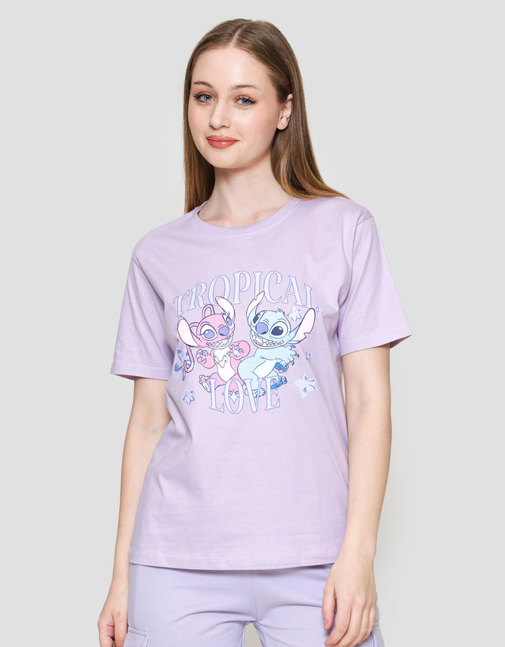 Disney Regular Print Lilo & Stitch Kaos Lengan Pendek Wanita