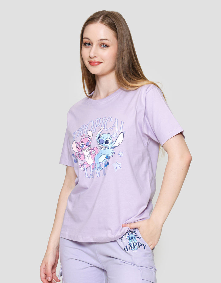 Disney Regular Print Lilo & Stitch Kaos Lengan Pendek Wanita