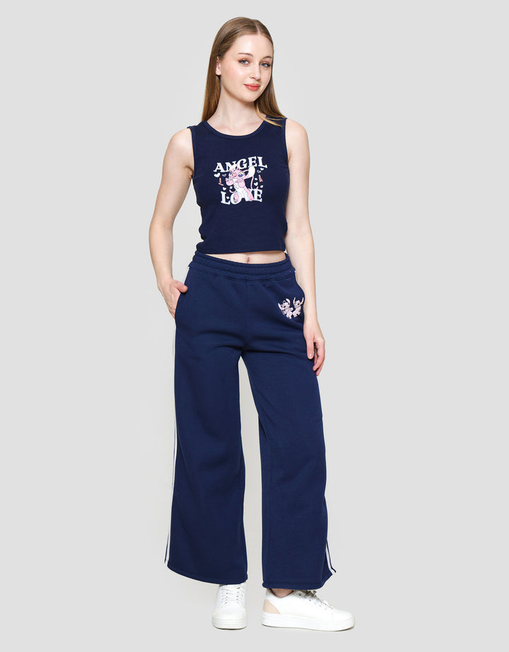 Disney Rib Print Stitch Angel Kaos Tanktop Wanita