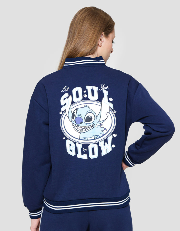 Disney Varsity Print Stitch Angel Jaket Wanita