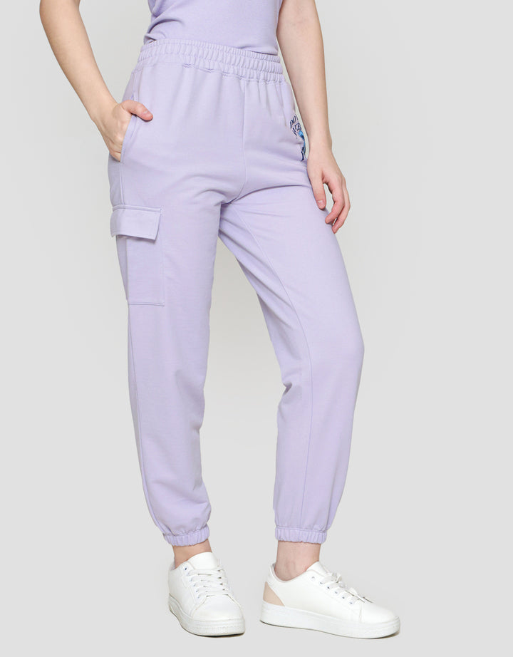 Disney Print Stitch Celana Jogger Wanita