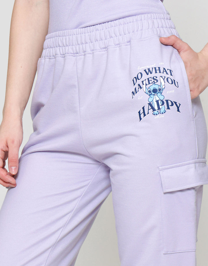 Disney Print Stitch Celana Jogger Wanita