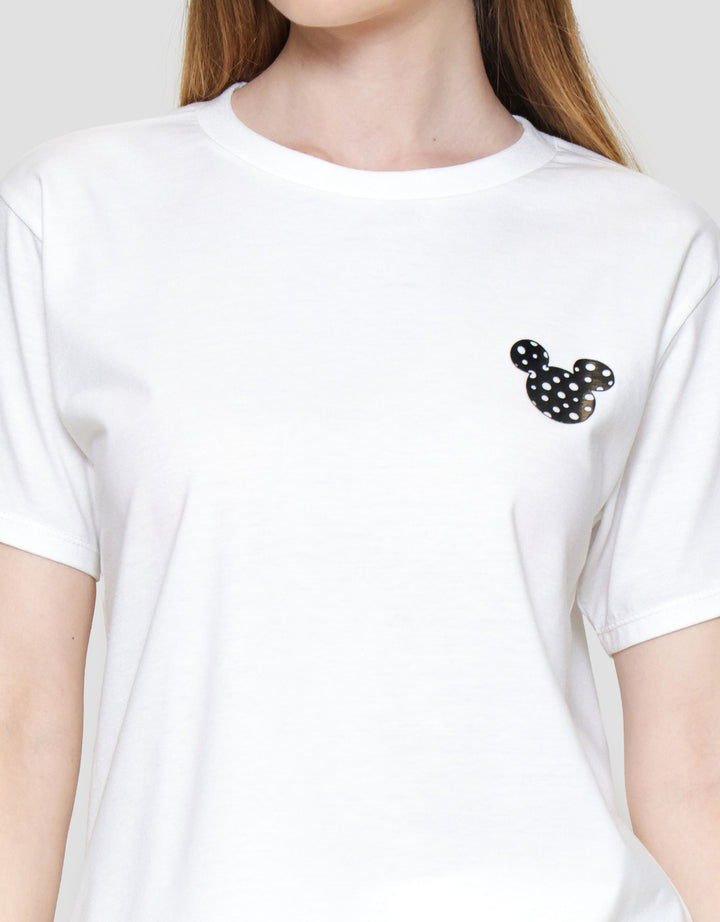 Disney Bordir Mickey Kaos Lengan Pendek Wanita