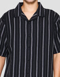 Nevada Cuban Print Stripe Vertical Kemeja Lengan Pendek Pria