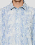 Nevada Denim Print Motif Raster Kemeja Lengan Pendek Pria