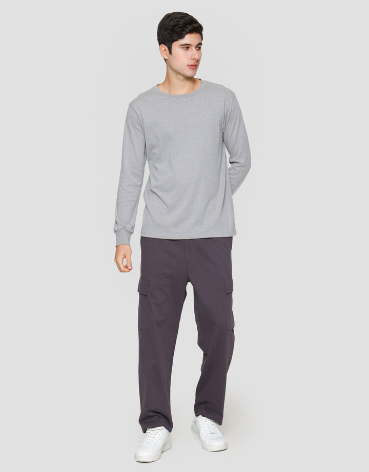 Suko Round Neck Soft Touch Kerah Bulat Lengan Panjang Kaos Pria