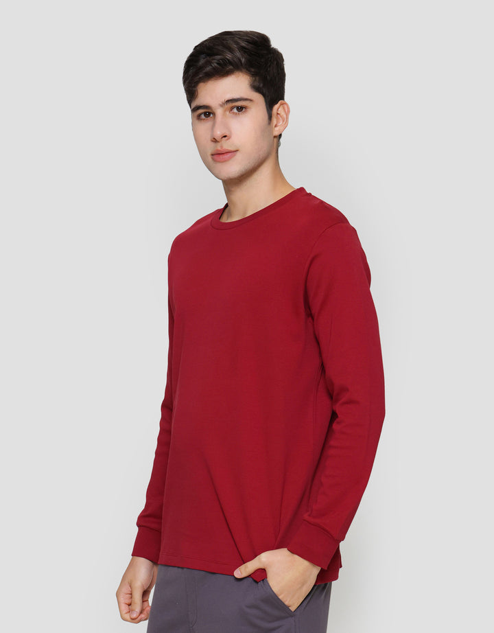 Suko Round Neck Soft Touch Kerah Bulat Kaos Lengan Panjang Pria