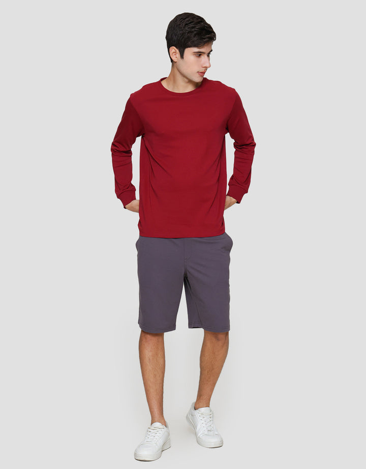 Suko Round Neck Soft Touch Kerah Bulat Kaos Lengan Panjang Pria