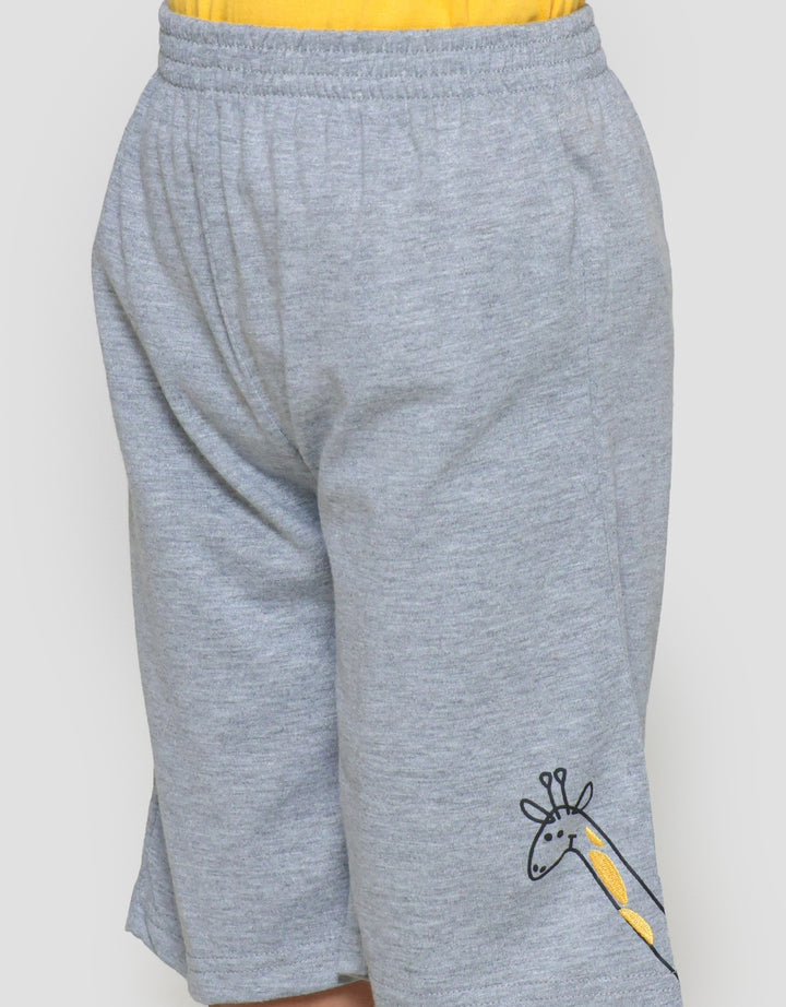 Little M Giraffe Bordir Baju Set Anak Laki-Laki