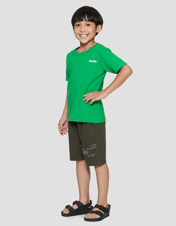 Little M Crocodile Bordir Baju Set Anak Laki-Laki