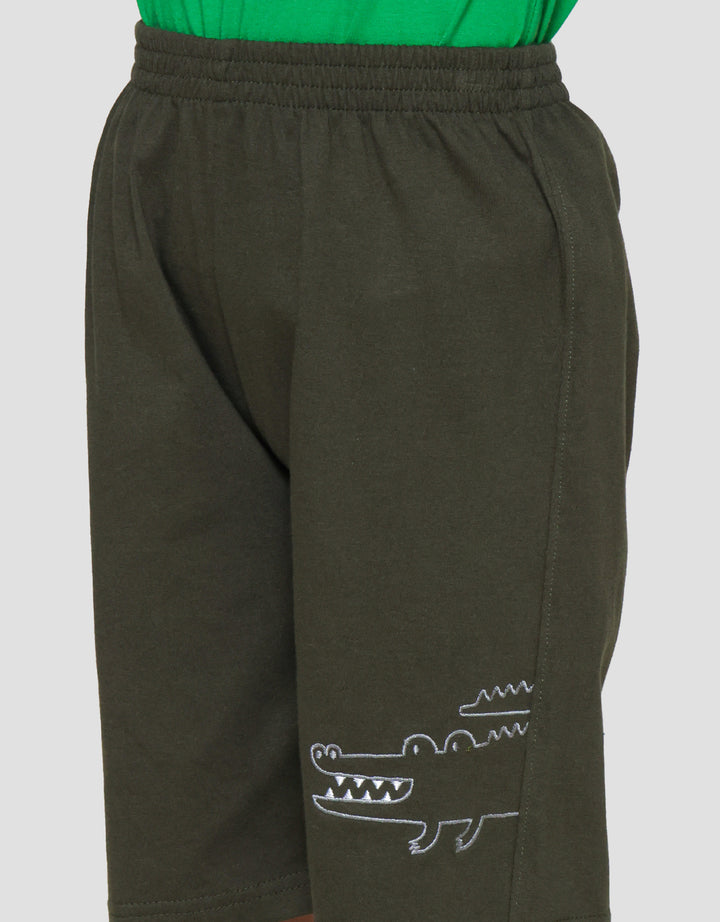 Little M Crocodile Bordir Baju Set Anak Laki-Laki