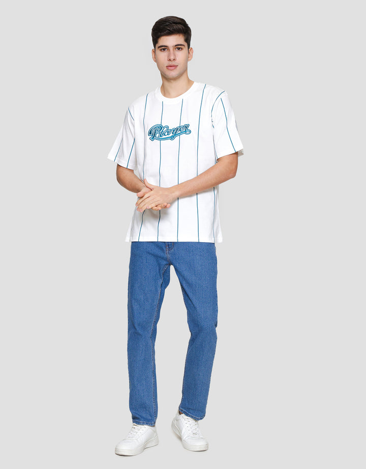 Nevada Print Theme Varsity Kaos Lengan Pendek Pria