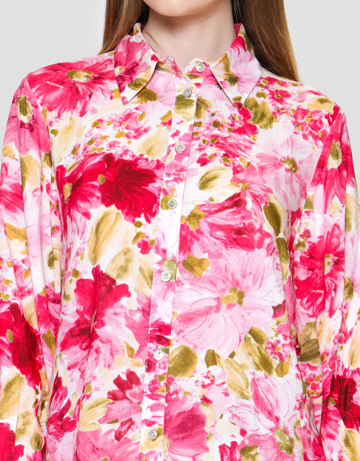 Connexion With Flower Print Kemeja Wanita