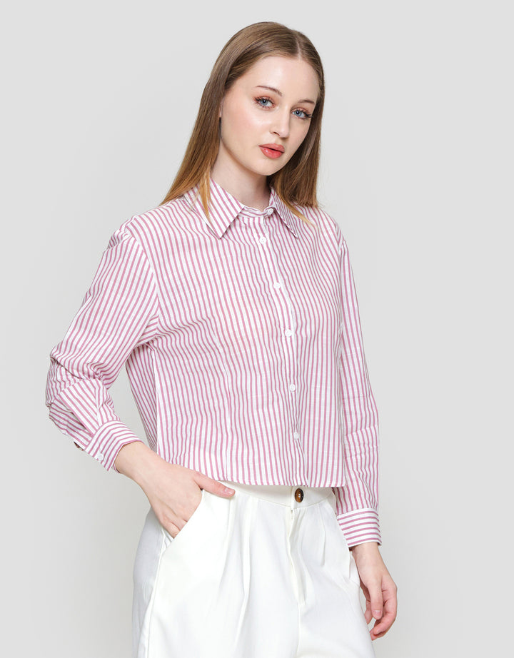 Nevada Reguler Print Stripe Kemeja Wanita