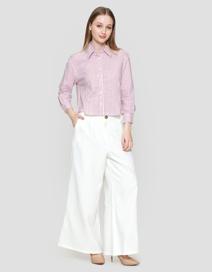 Nevada Reguler Print Stripe Kemeja Wanita