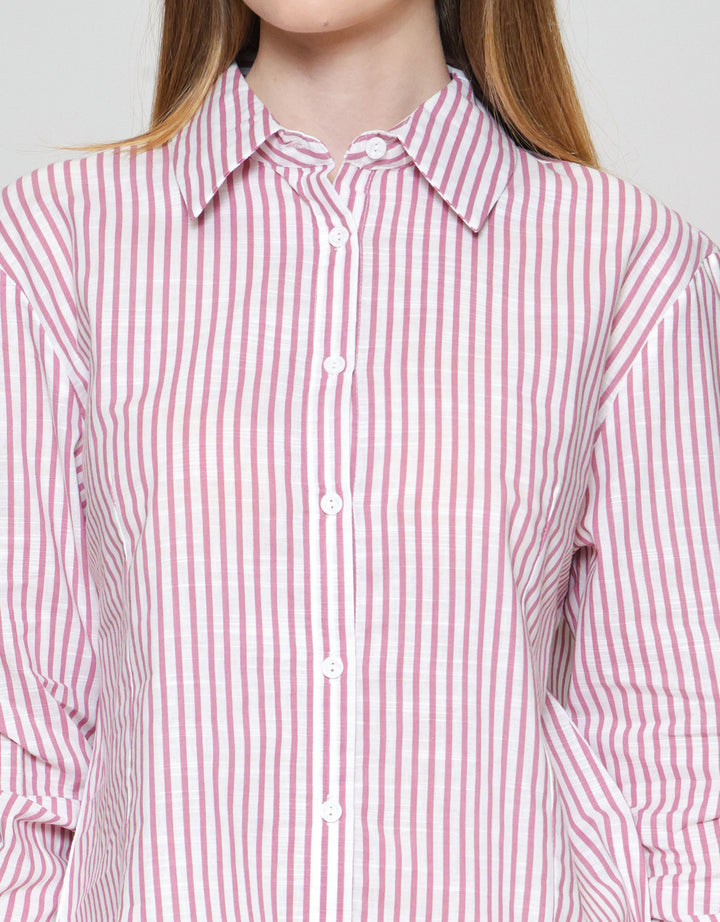 Nevada Reguler Print Stripe Kemeja Wanita