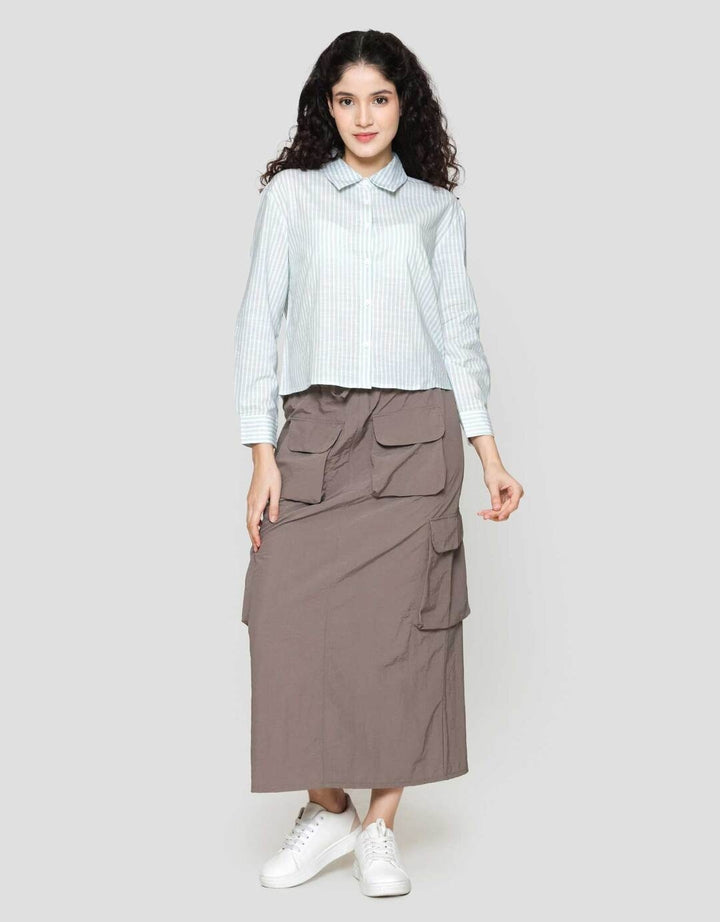 Nevada Reguler Print Stripe Kemeja Wanita