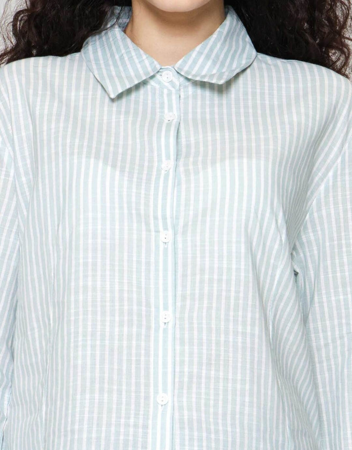 Nevada Reguler Print Stripe Kemeja Wanita