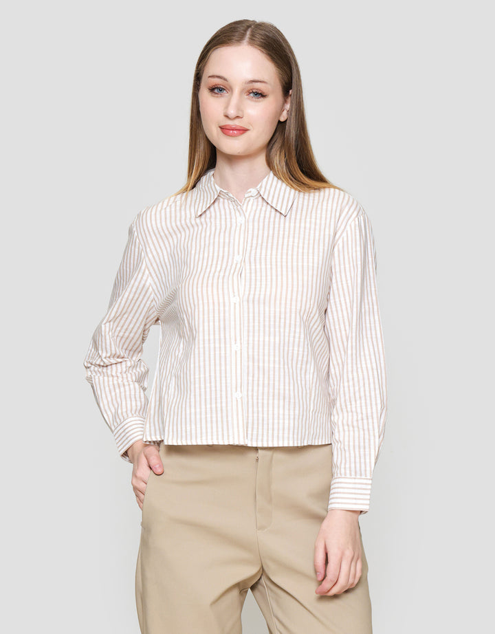 Nevada Reguler Print Stripe Kemeja Wanita