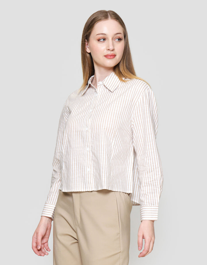 Nevada Reguler Print Stripe Kemeja Wanita