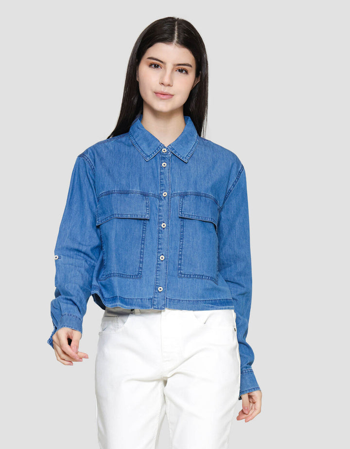 Nevada Regular 2 Pockets Kemeja Denim Wanita