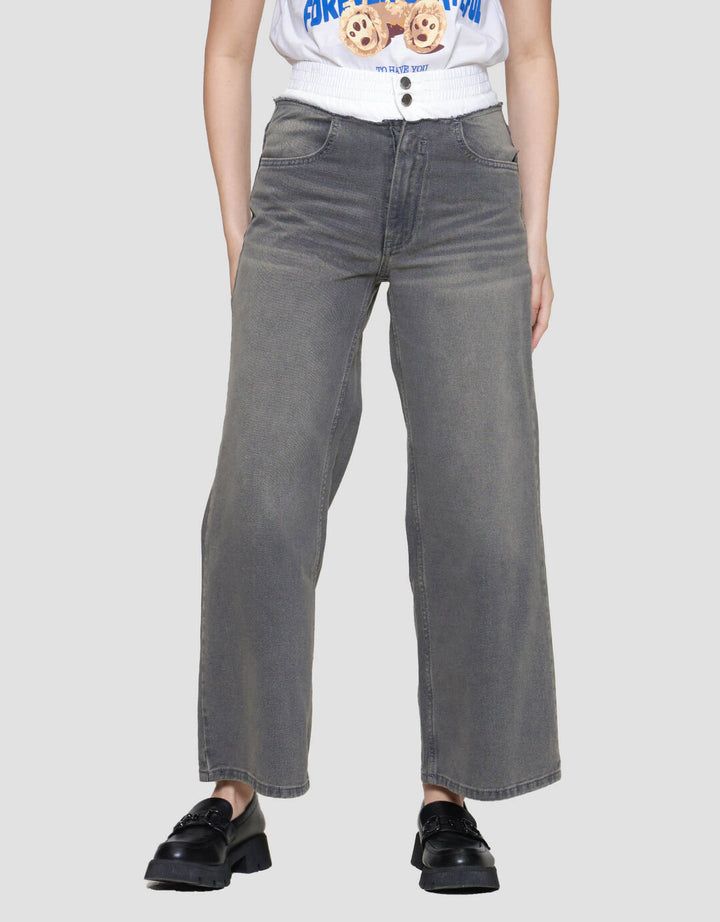 Nevada Mix Woven On Waist Celana Panjang Denim Wanita