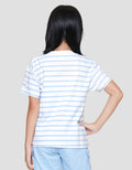 Disney Stripes Stitch Makes Some Waves Kaos Anak Perempuan