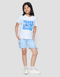 Disney Stripes Stitch Makes Some Waves Kaos Anak Perempuan