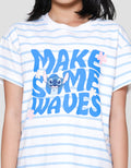 Disney Stripes Stitch Makes Some Waves Kaos Anak Perempuan