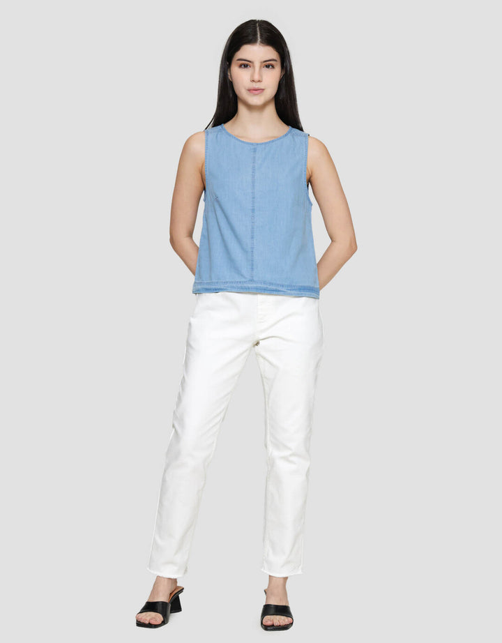 Nevada Chambray Kemeja Sleeveless Wanita