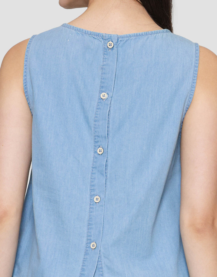 Nevada Chambray Kemeja Sleeveless Wanita