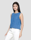 Nevada Chambray Kemeja Sleeveless Wanita