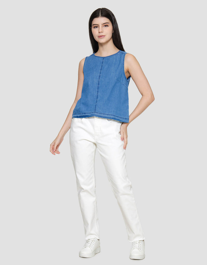 Nevada Chambray Kemeja Sleeveless Wanita