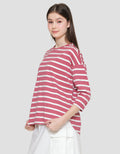 Connexion Stripe Drop Shoulder Kaos Wanita