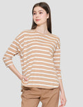 Connexion Stripe Drop Shoulder Kaos Wanita